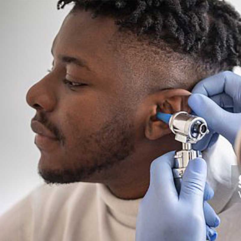 Man getting his hearing checked